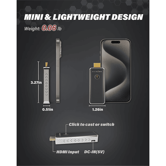 Transmisor inalámbrico HDMI Solo, Mini transmisor WH100 5G/2