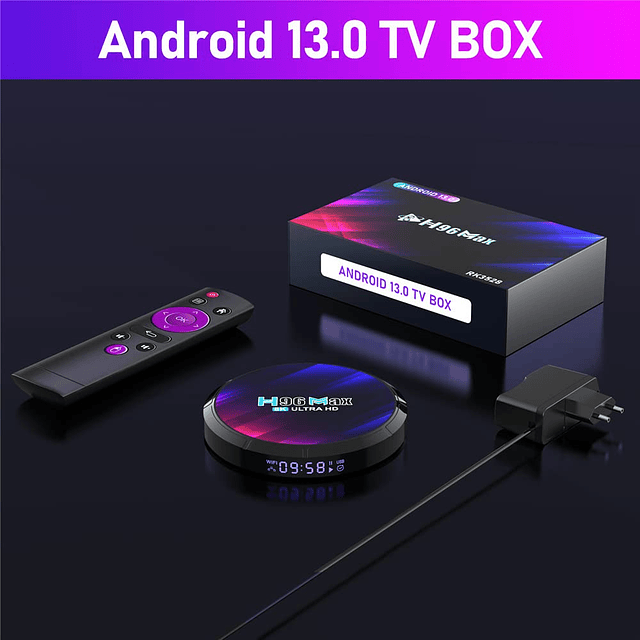 Android 13.0 TV Box, H96 Max DDR4 4GB RAM 32GB ROM RK3528 Qu