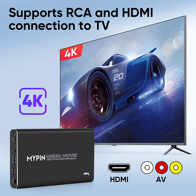 Reproductor multimedia HDMI 4K@30hz USB3.0 con fuente de ali