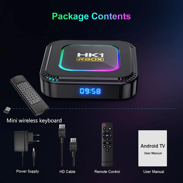 Android 13.0 TV Box, HK1 RBOX 4GB RAM 128GB ROM RK3528 QuadC