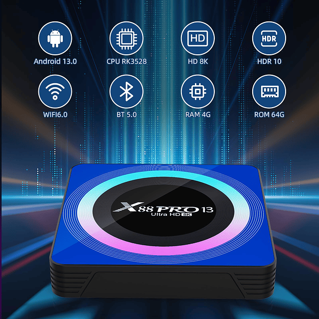 Android 13.0 TV Box, 6K 8K Android Box con 4GB RAM 64GB ROM