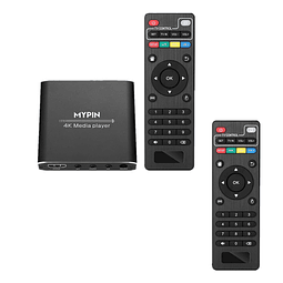 Reproductor multimedia 4K con control remoto 2X, reproductor