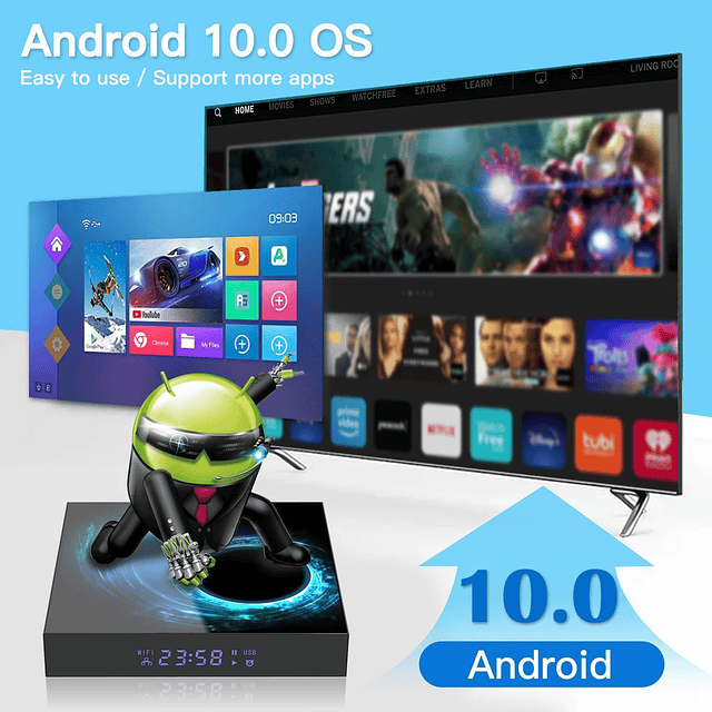 Android TV Box 10.0, Android Box 2024 4GB RAM 32GB ROM, 6K T