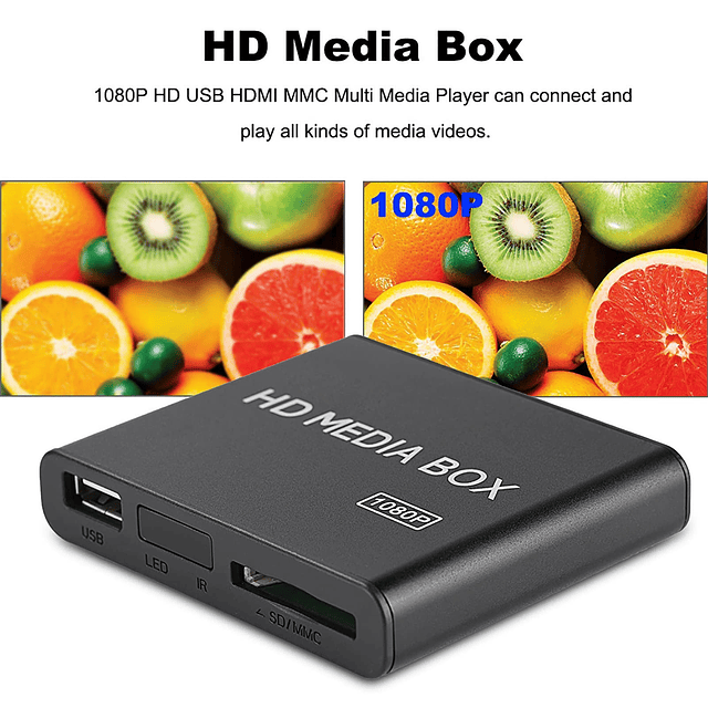 Reproductor multimedia 110-240V Full HD Mini Box Media Playe