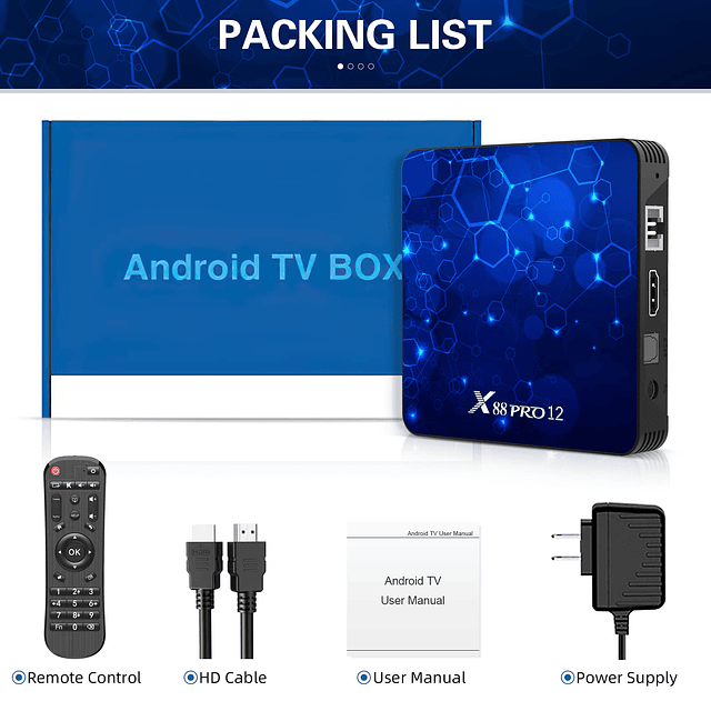 Android 12.0 TV Box, X88 PRO 12 Android TV Box 4GB RAM 32GB