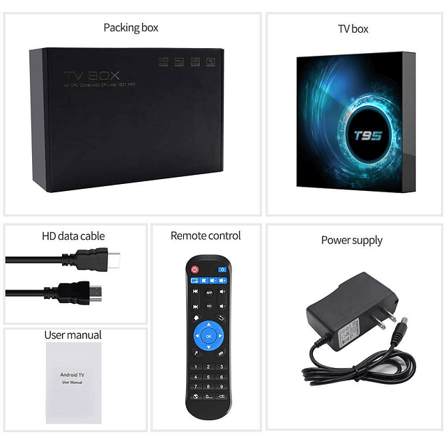 TV Box, T95 Android 10.0 Smart Box 4GB RAM 32GB eMMC Allwinn