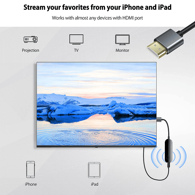 iShare iOS Adaptador de pantalla HDMI inalámbrico, dispositi