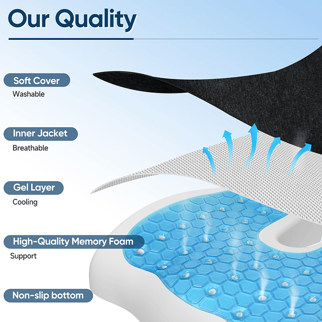 Cojines de asiento de gel para sillas de oficina, alivio del