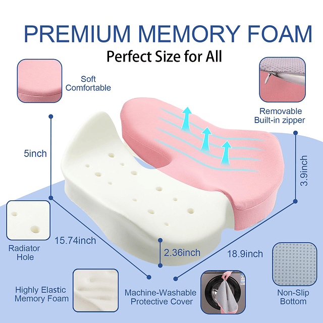 X Cojín grande de espuma viscoelástica para silla de oficina