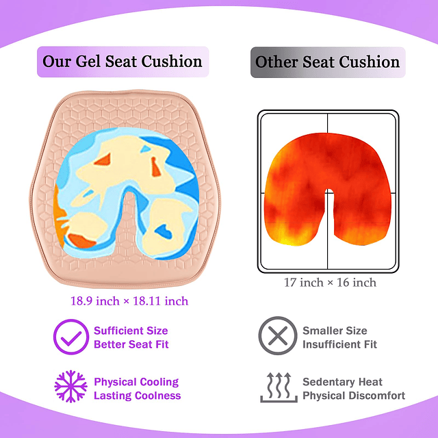 Cojín de gel para asiento de coche, silla de oficina, silla