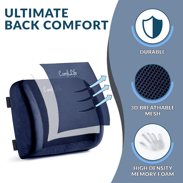 Almohada de apoyo lumbar para silla de oficina y asiento de