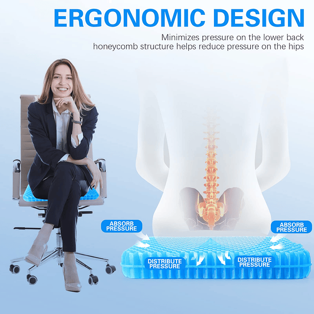 Cojín de gel para asiento de silla de ruedas, transpirable y