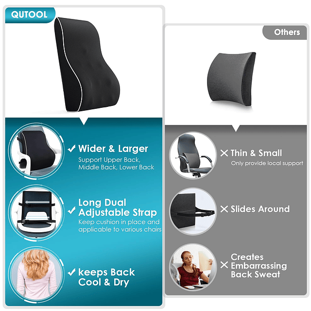 Almohada de apoyo lumbar para silla de oficina, almohada de