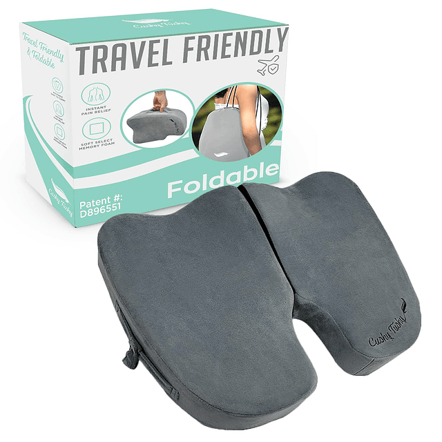 Cojín de asiento de viaje plegable premium para aliviar el d