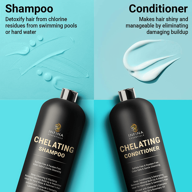 Juego de Shampoo y acondicionador quelante de agua dura con