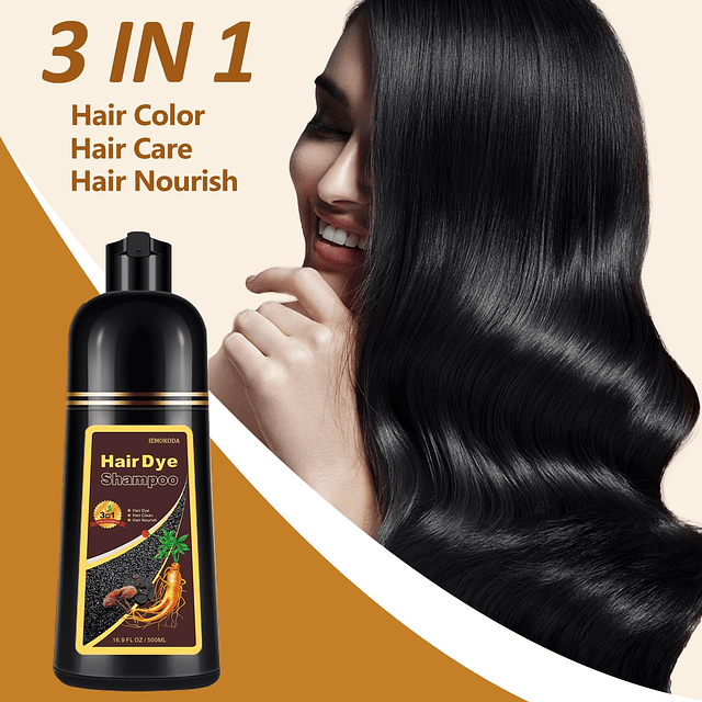 Shampoo instantáneo para tinte de cabello negro, natural 3 e