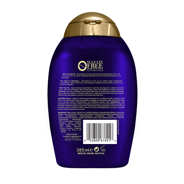 Impecca-Blonde Shampoo tonificante morado, 13 fl oz