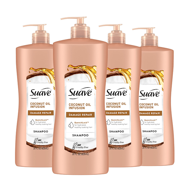 Shampoo suave reparador de daños con aceite de coco, para ca