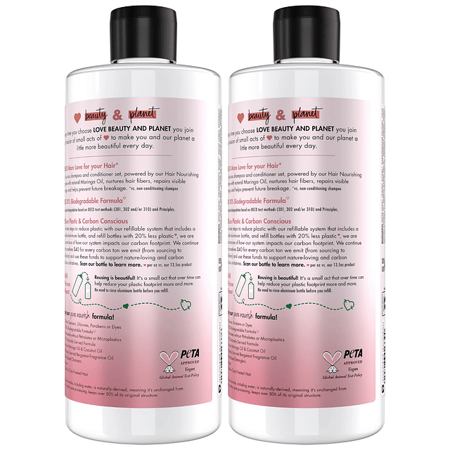 Shampoo y acondicionador Love Beauty Planet, reparación avan