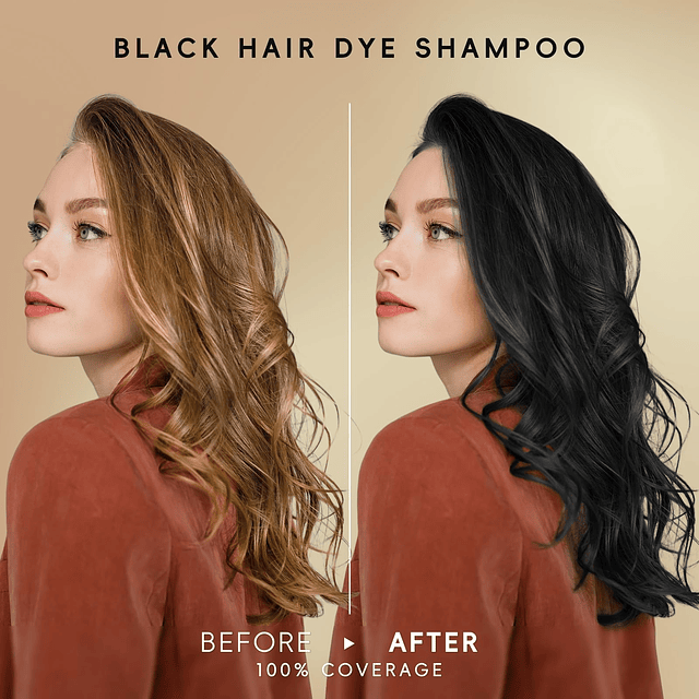 Shampoo de tinte para cabello negro 3 en 1, Shampoo para teñ