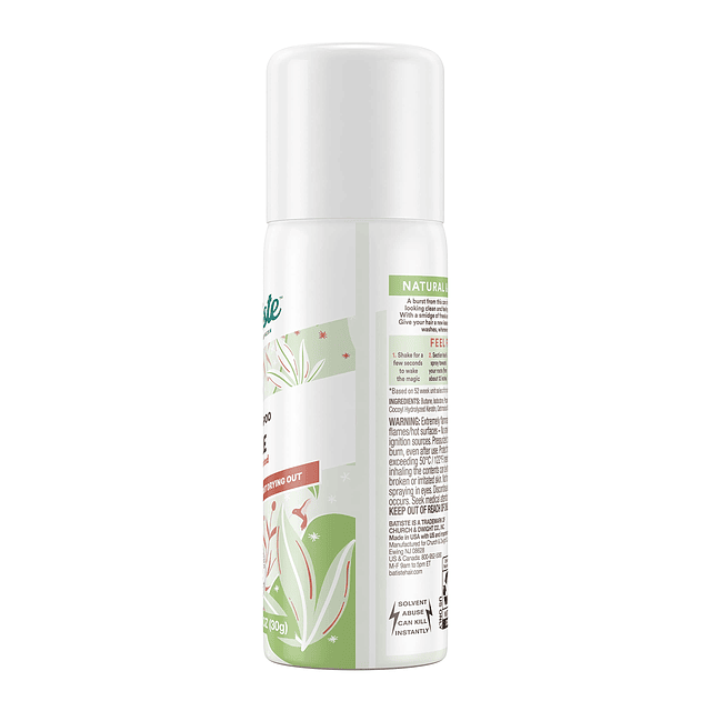 Shampoo seco , desnudo, tamaño mini de viaje, 1.6 oz (paquet