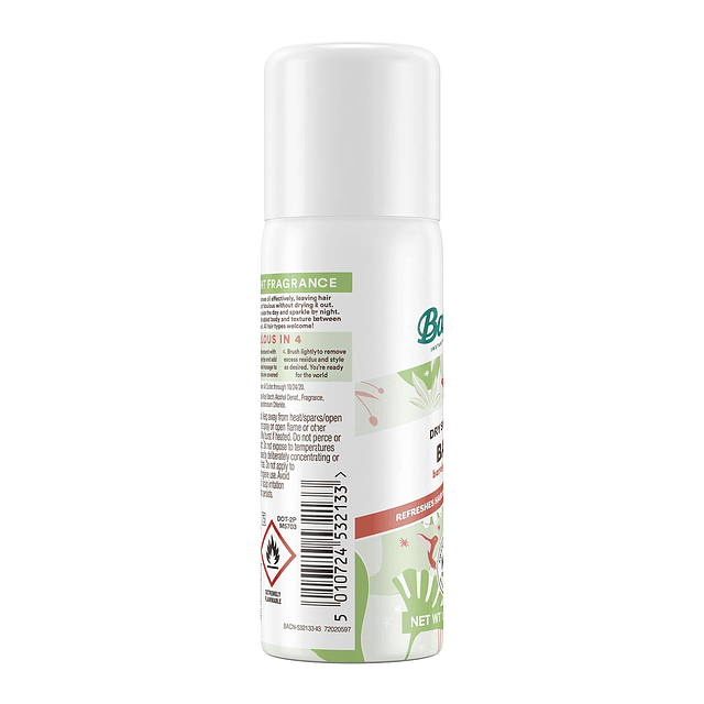 Shampoo seco , desnudo, tamaño mini de viaje, 1.6 oz (paquet