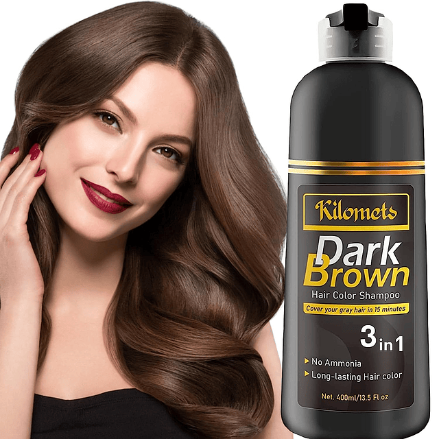 Shampoo tinte para cabello castaño oscuro, 400 ml - Cobertur