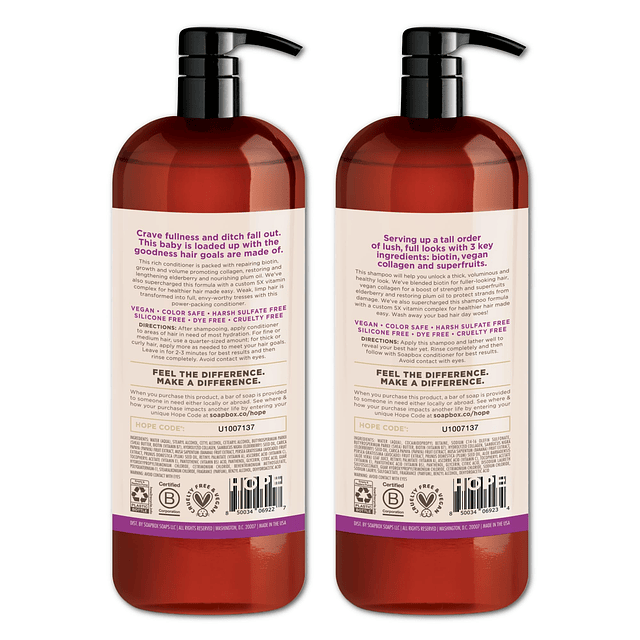 Juego de Shampoo y acondicionador de biotina y superfruta co