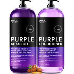 Juego de Shampoo y acondicionador tonificante morado, sin su