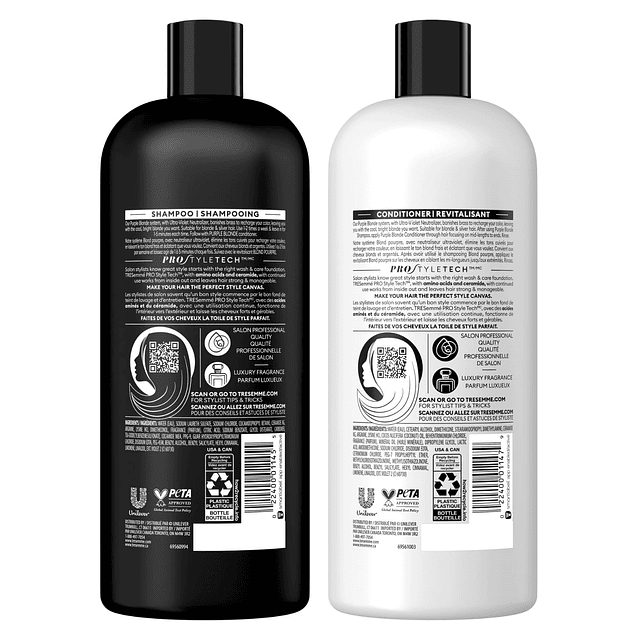 Juego de Shampoo y acondicionador morado TRESemme para cabel