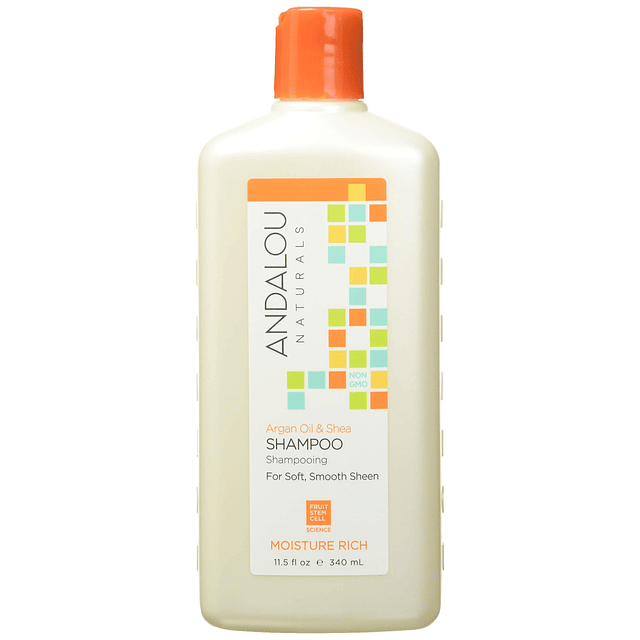 Shampoo rico en humedad con aceite de argán y karité, naranj