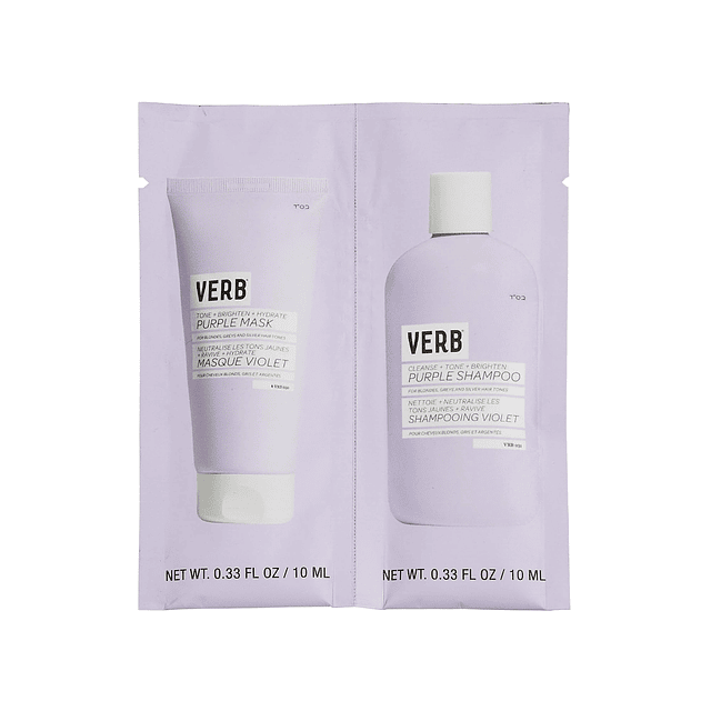 Dúo de Shampoo y mascarilla Verb Purple, paquete de 10 ml