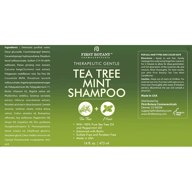 Shampoo y acondicionador de menta de árbol de té - Aceite pu