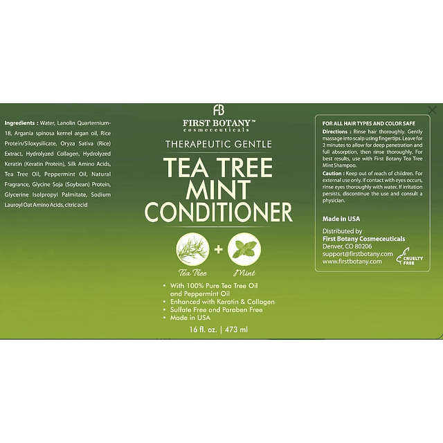 Shampoo y acondicionador de menta de árbol de té - Aceite pu