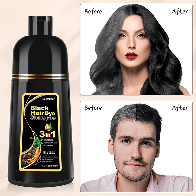 MEIDU Shampoo Tinte Capilar Negro, Cobertura Semipermanente