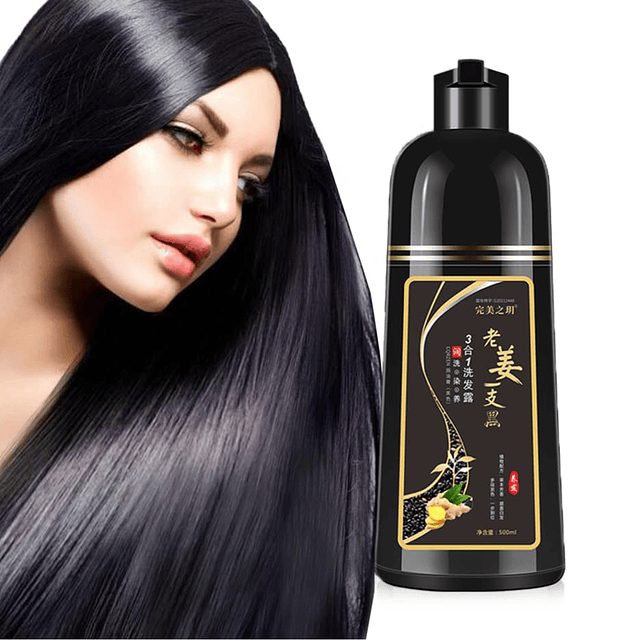 Shampoo de tinte para cabello negro natural 3 en 1 - Shampoo