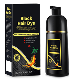 Shampoo para color de cabello negro 3 en 1, cobertura de can