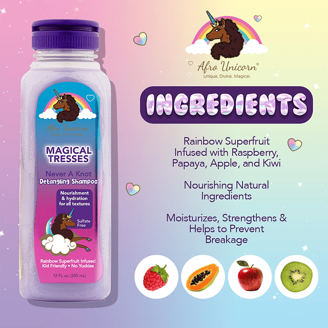 Afro Unicorn Shampoo para cabello ondulado, enrollado y riza