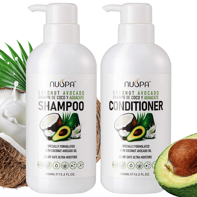 Nuspa Juegos de Shampoo y acondicionador de aguacate de coco