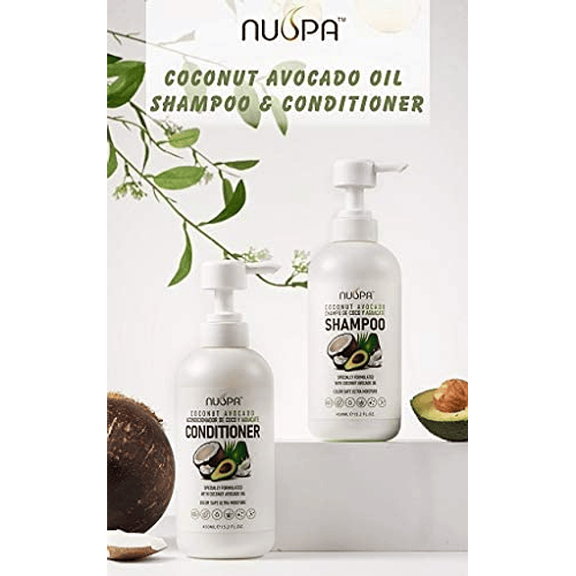 Nuspa Juegos de Shampoo y acondicionador de aguacate de coco