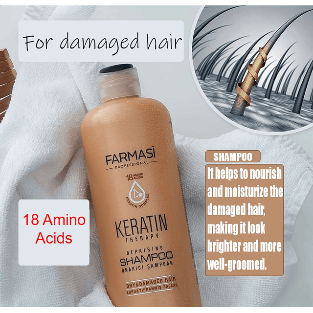 Keratin Theraphy Shampoo Reparador para Cabello Seco y Dañad