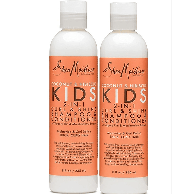 Shampoo para niños Shea Moisture 2 en 1 de coco e hibisco, 8