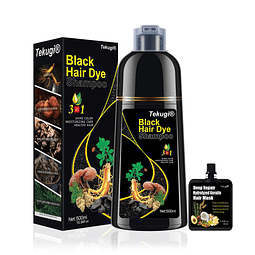 Black Hair Dye Shampoo 3 en 1 Shampoo Tinte Cubre Canas Herb