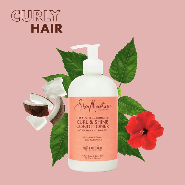 Acondicionador Curl & Shine Coco e Hibisco, para cabello gru