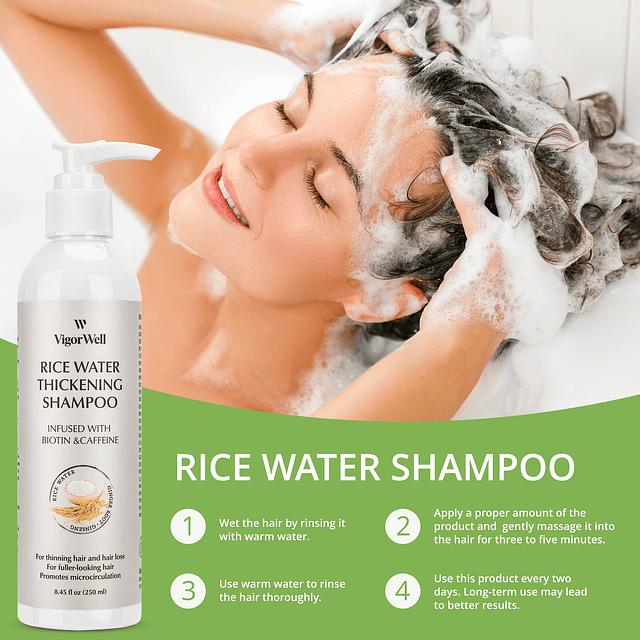 Shampoo de agua de arroz para el crecimiento del cabello, ad