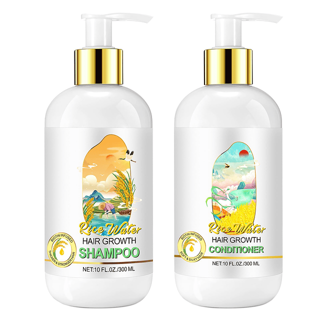 Juego de Shampoo y acondicionador de agua de arroz fermentad