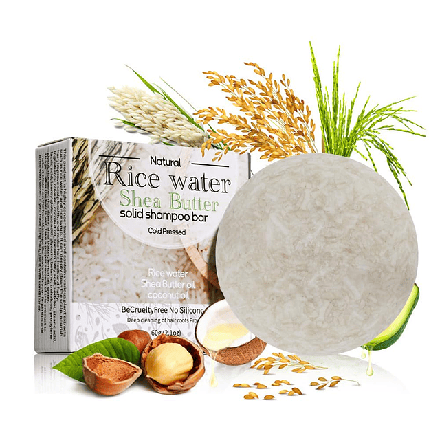 Barra de Shampoo de arroz para cabello, pH equilibrado, jabó