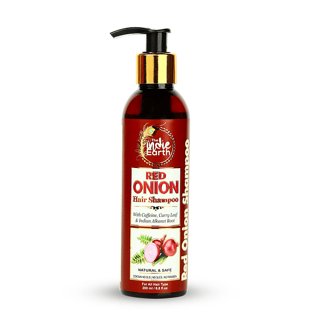 Shampoo de cebolla roja con hoja de curry con cafeína y raíz