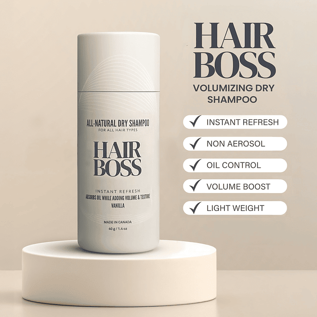 Hair Boss Shampoo seco natural en polvo – 1.4 oz tamaño de v