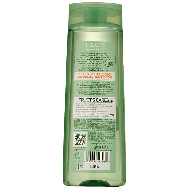 Hair Care Fructis Sleek and Shine Zero Shampoo, 12.5 onzas l